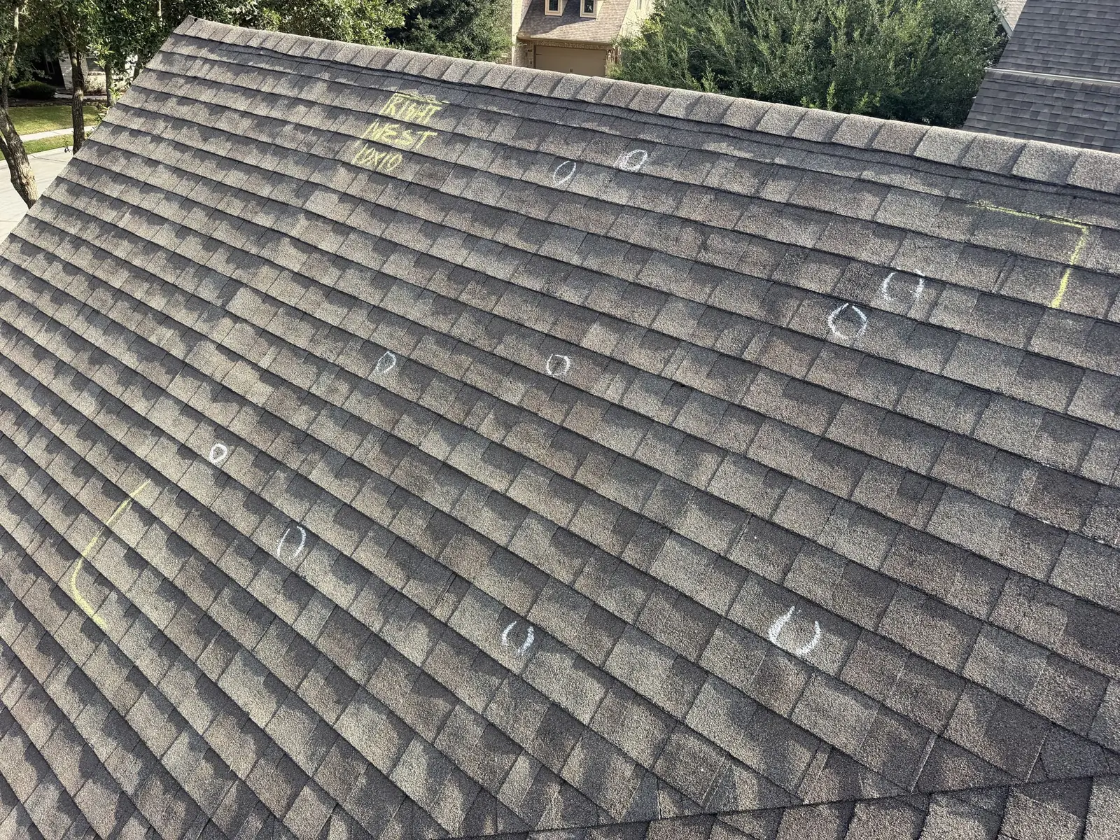 Hail test square documented for an insurance claim